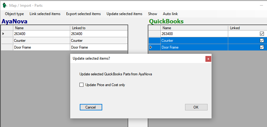 update to qb confirm