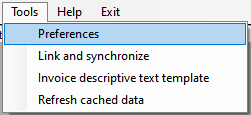preferences menu option